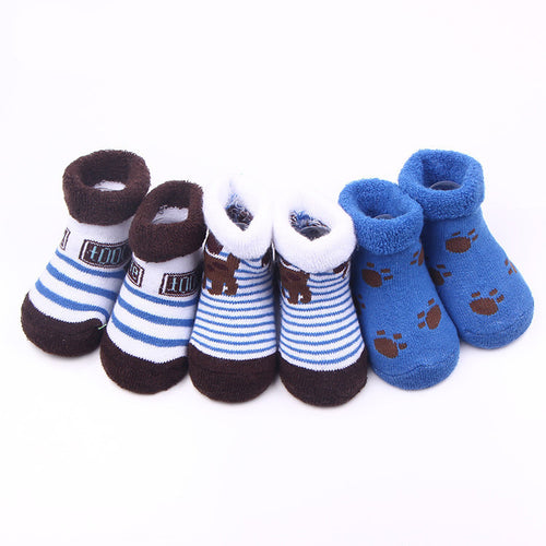 (3 Pairs) Cotton Socks for 0 ~ 6M babys