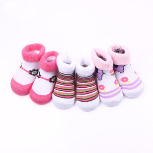 (3 Pairs) Cotton Socks for 0 ~ 6M babys