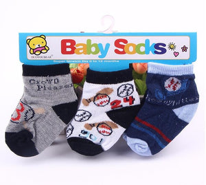 (3 Pairs) Cotton Socks for 0 ~ 1 years babys