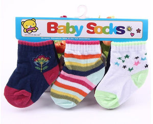 (3 Pairs) Cotton Socks for 0 ~ 1 years babys