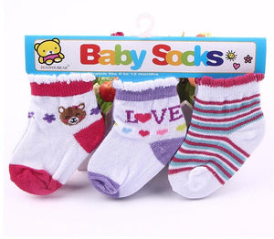 (3 Pairs) Cotton Socks for 0 ~ 1 years babys