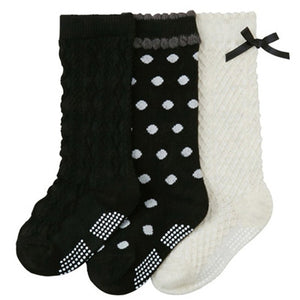 (3 Pairs) Cotton Non-Slip long Socks for 0 ~ 2 years babys