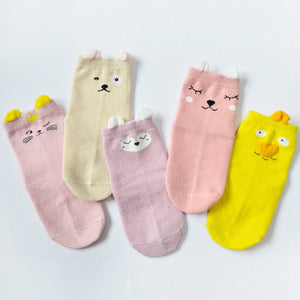 (5 Pairs) Cotton Socks for 0 ~ 3 years babys