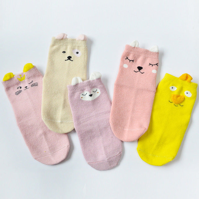 (5 Pairs) Cotton Socks for 0 ~ 3 years babys