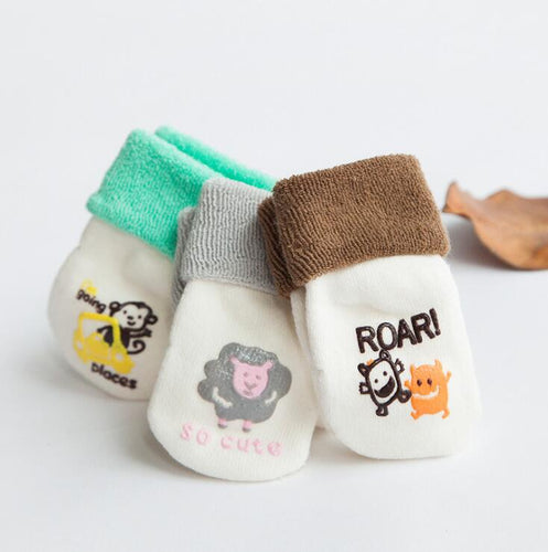 (3 Pairs) Cotton Non-Slip Socks for 0 ~ 2 years babys