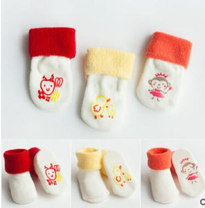 (3 Pairs) Cotton Non-Slip Socks for 0 ~ 2 years babys