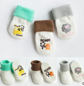 (3 Pairs) Cotton Non-Slip Socks for 0 ~ 2 years babys