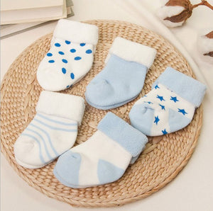 (5 Pairs) Cotton Socks for 0 ~ 2 years babys