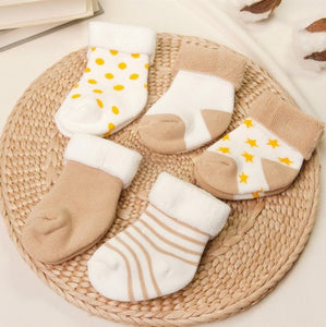 (5 Pairs) Cotton Socks for 0 ~ 2 years babys