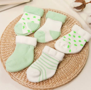 (5 Pairs) Cotton Socks for 0 ~ 2 years babys