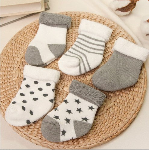 (5 Pairs) Cotton Socks for 0 ~ 2 years babys