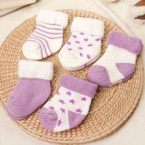 (5 Pairs) Cotton Socks for 0 ~ 2 years babys