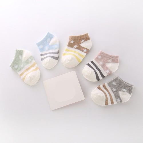 (5 Pairs) Cotton Socks for 0 ~ 4 years babys