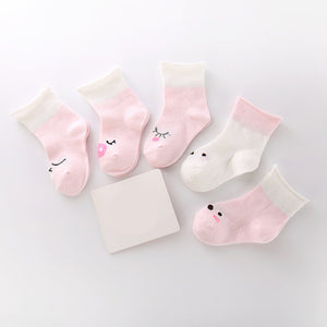 (5 Pairs) Cotton Socks for 0 ~ 4 years babys