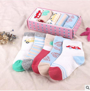 (5 Pairs) Cotton Socks for 0 ~ 4 years babys