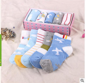 (5 Pairs) Cotton Socks for 0 ~ 4 years babys