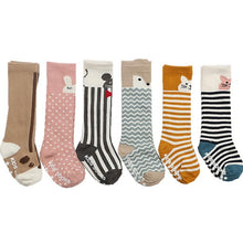 (6 Pairs) Cotton Non-Slip long Socks for 0 ~ 4 years babys