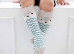 (6 Pairs) Cotton Non-Slip long Socks for 0 ~ 4 years babys