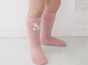 (6 Pairs) Cotton Non-Slip long Socks for 0 ~ 4 years babys