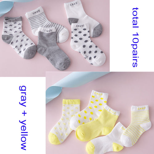 (10 Pairs) Cotton Socks for 0 ~ 6 years babys