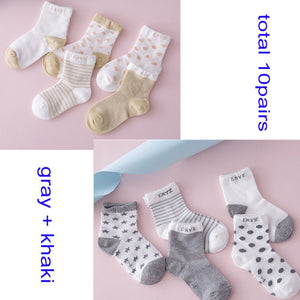 (10 Pairs) Cotton Socks for 0 ~ 6 years babys