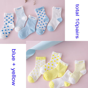 (10 Pairs) Cotton Socks for 0 ~ 6 years babys