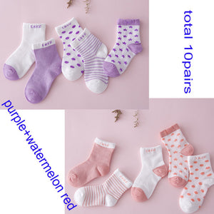 (10 Pairs) Cotton Socks for 0 ~ 6 years babys