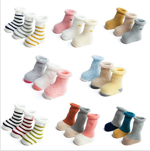 (3 Pairs) Cotton Socks for 0 ~ 2 years babys